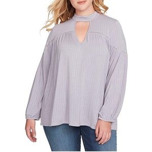 Plus size back tie choker neckline peasant top